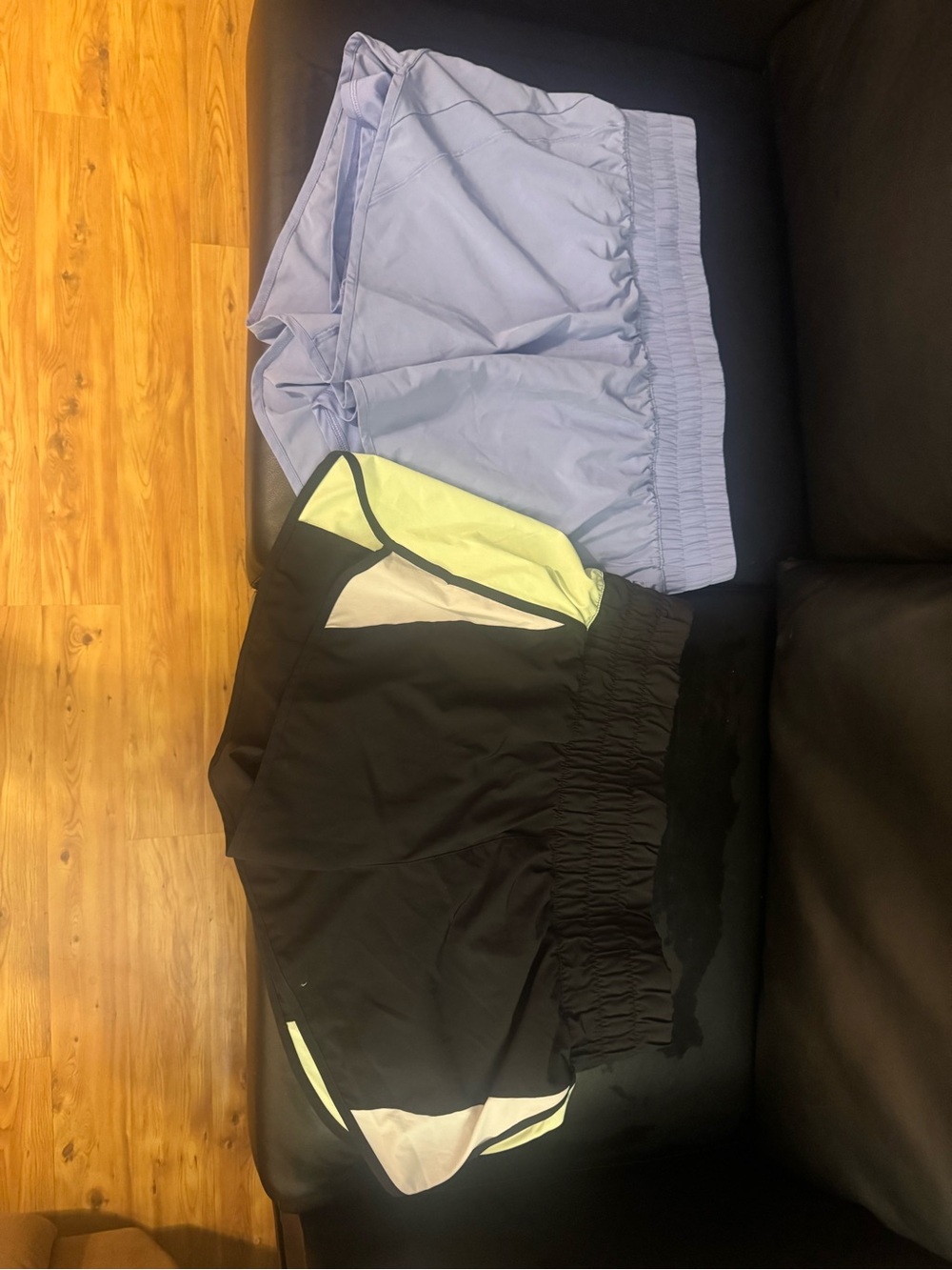 Avia Women’s Athletic Shorts - Lilac and Black with neon yellow